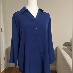 Van Heusen Women's Blue Button-Up Top